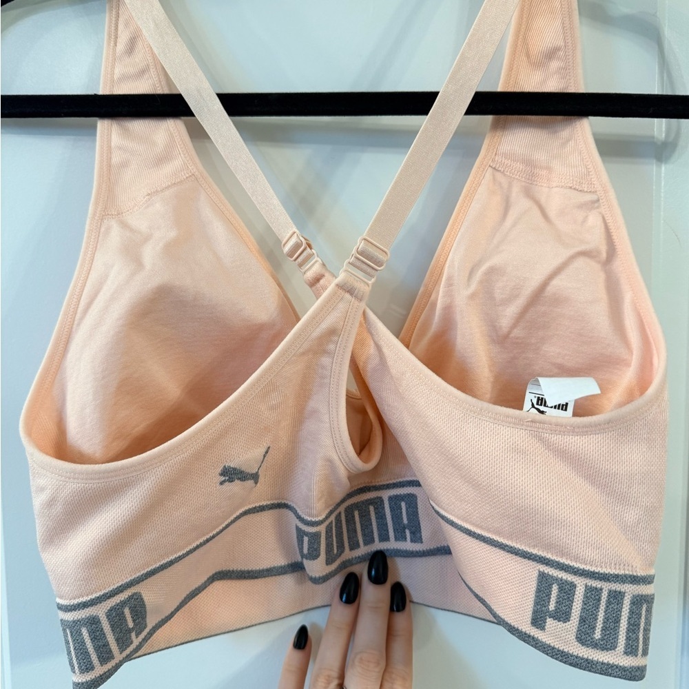 Puma Peach Seamless Padded Sports Bra with Logo Band (large) - Picture 5 of 5